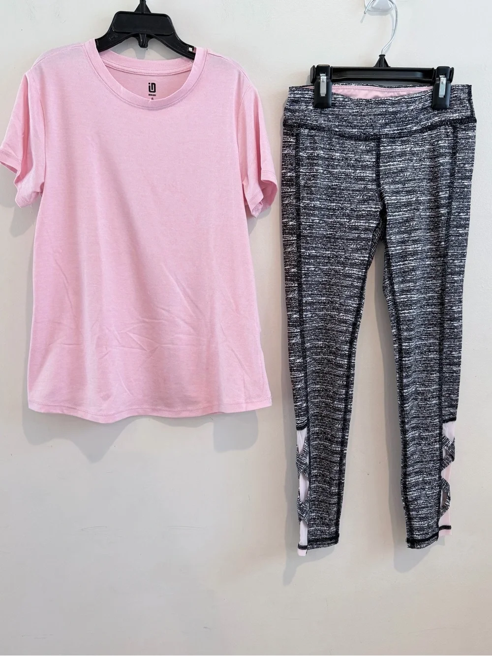 Ideology Pink Tee with Gray Space-Dye Leggings Set